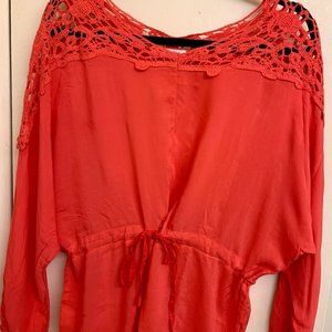 Never Worn Coral Long Sleeve Off-the-Shoulder Top